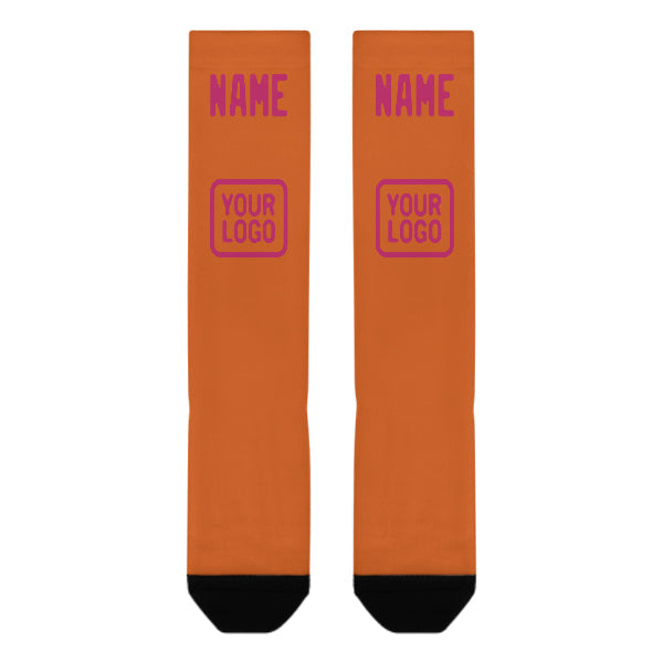 Chaussettes hautes orange et rose personnalisées