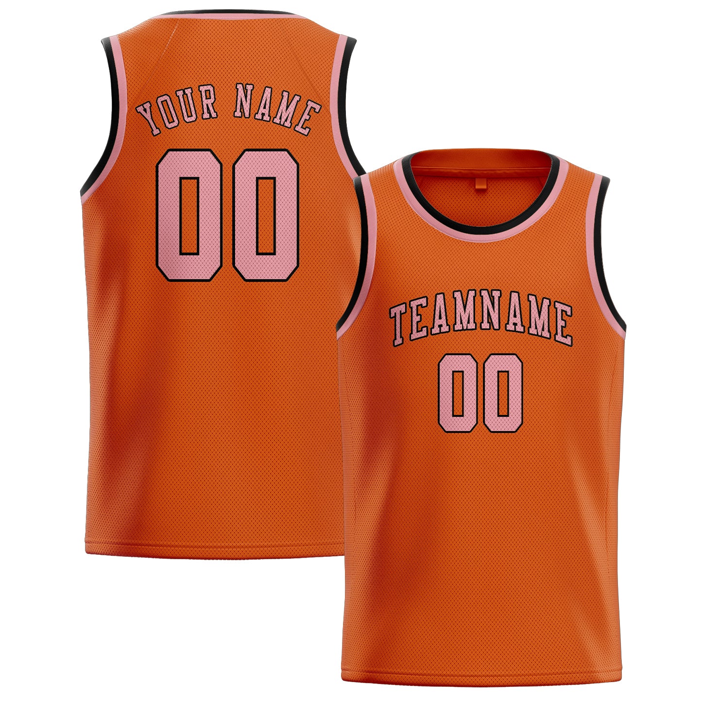 Maillot de basketball personnalisé orange et rose clair