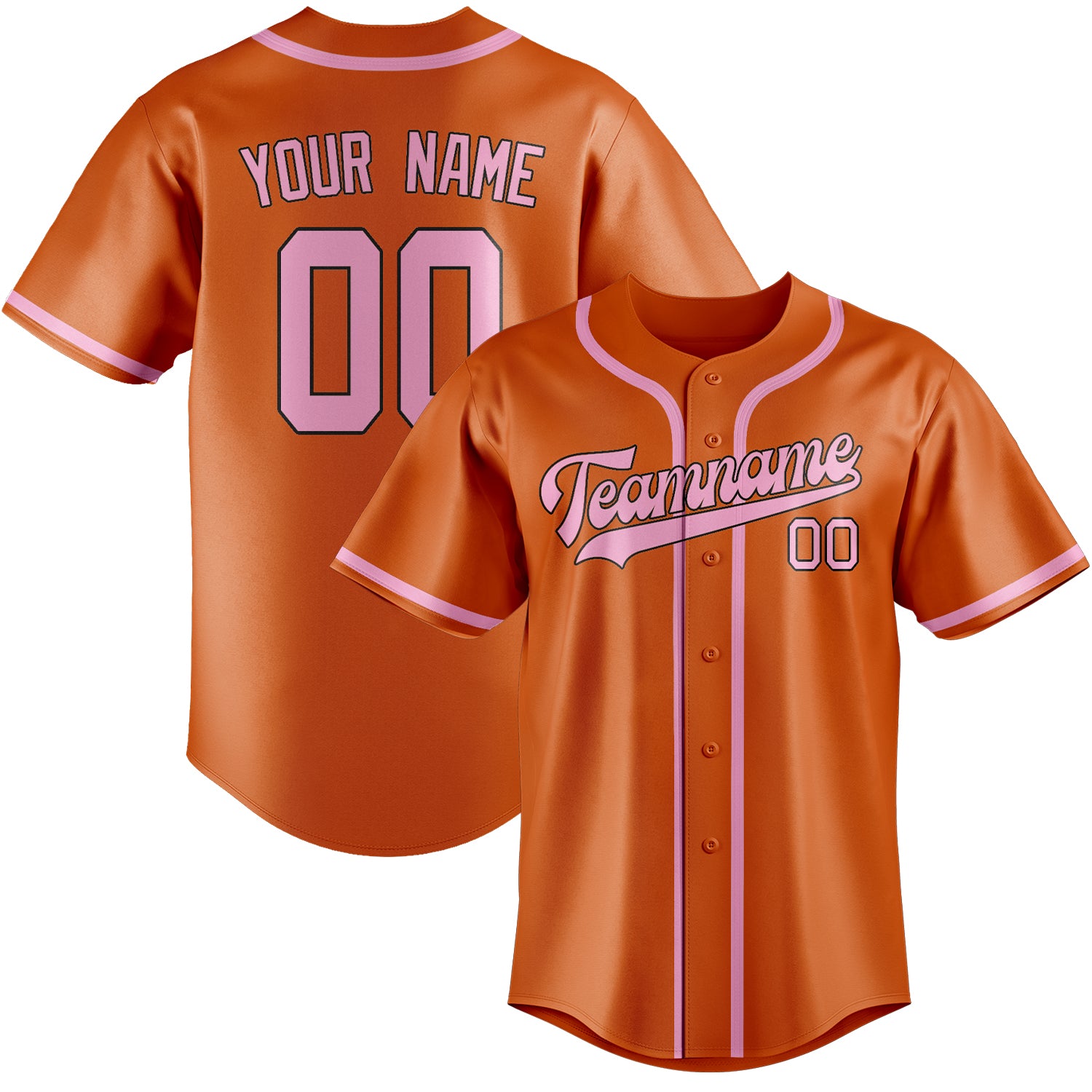 Maillot de baseball personnalisé orange et rose clair