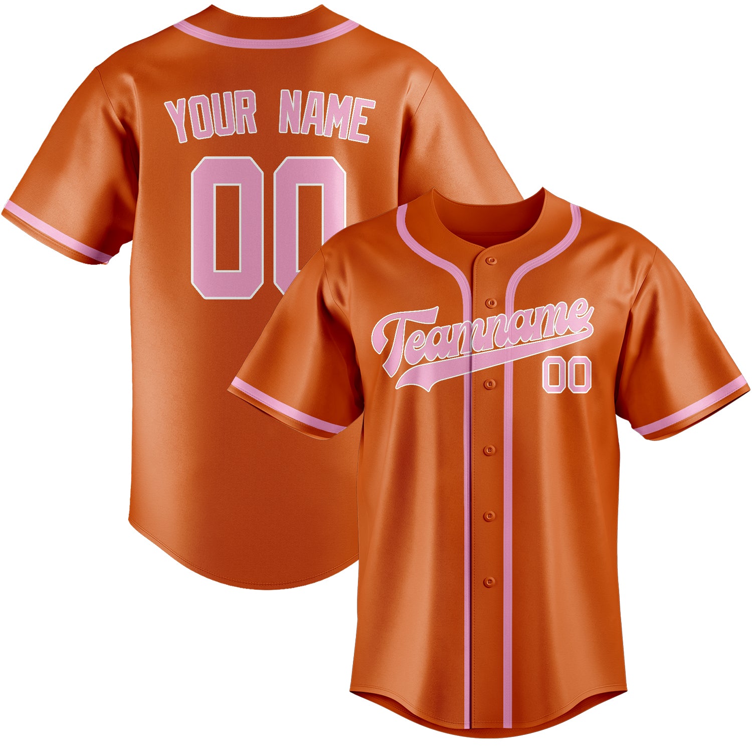 Maillot de baseball personnalisé orange et rose clair