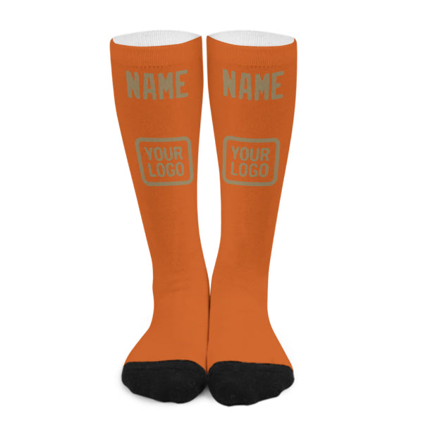 Chaussettes hautes orange kaki clair personnalisées