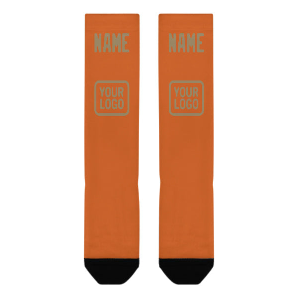 Chaussettes hautes orange kaki clair personnalisées
