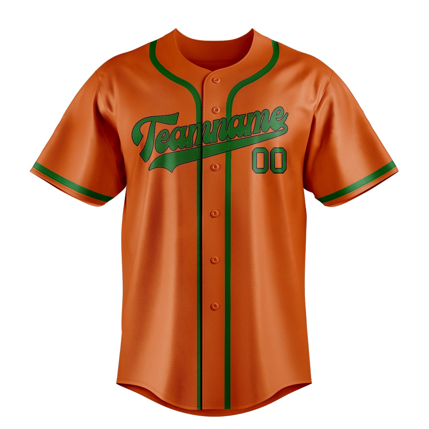 Maillot de baseball personnalisé orange et vert émeraude