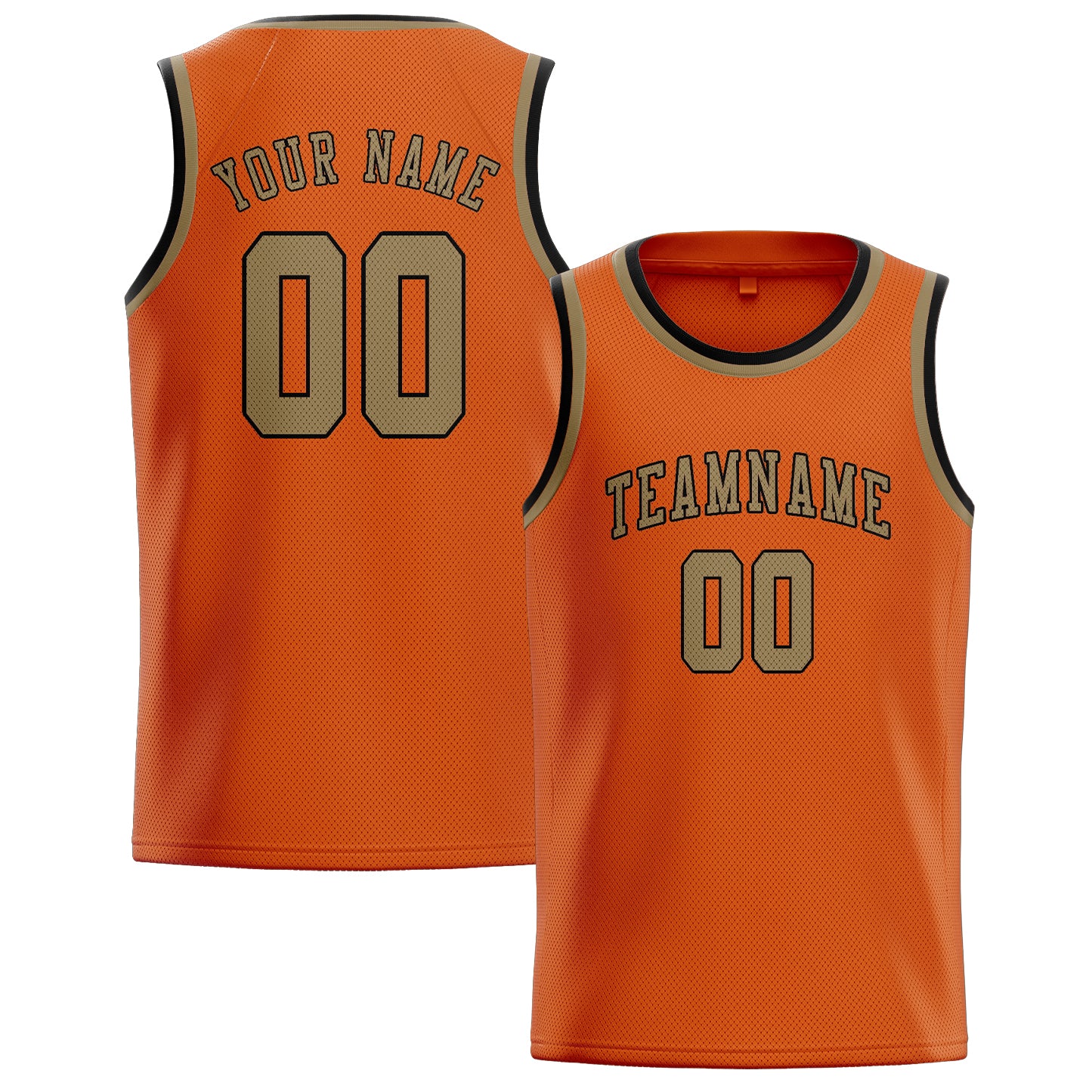 Maillot de basketball personnalisé orange clair kaki