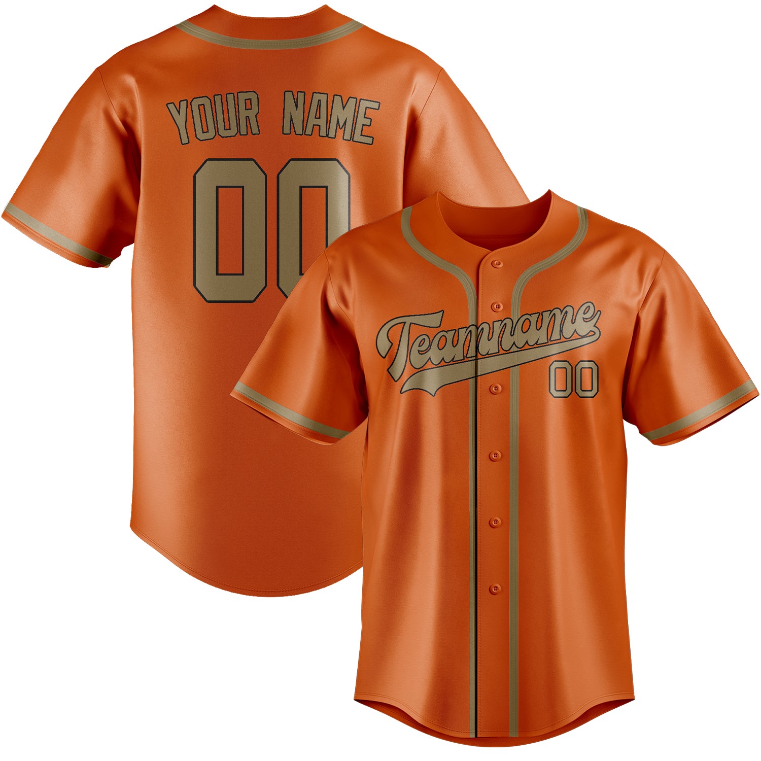 Maillot de baseball personnalisé orange clair kaki