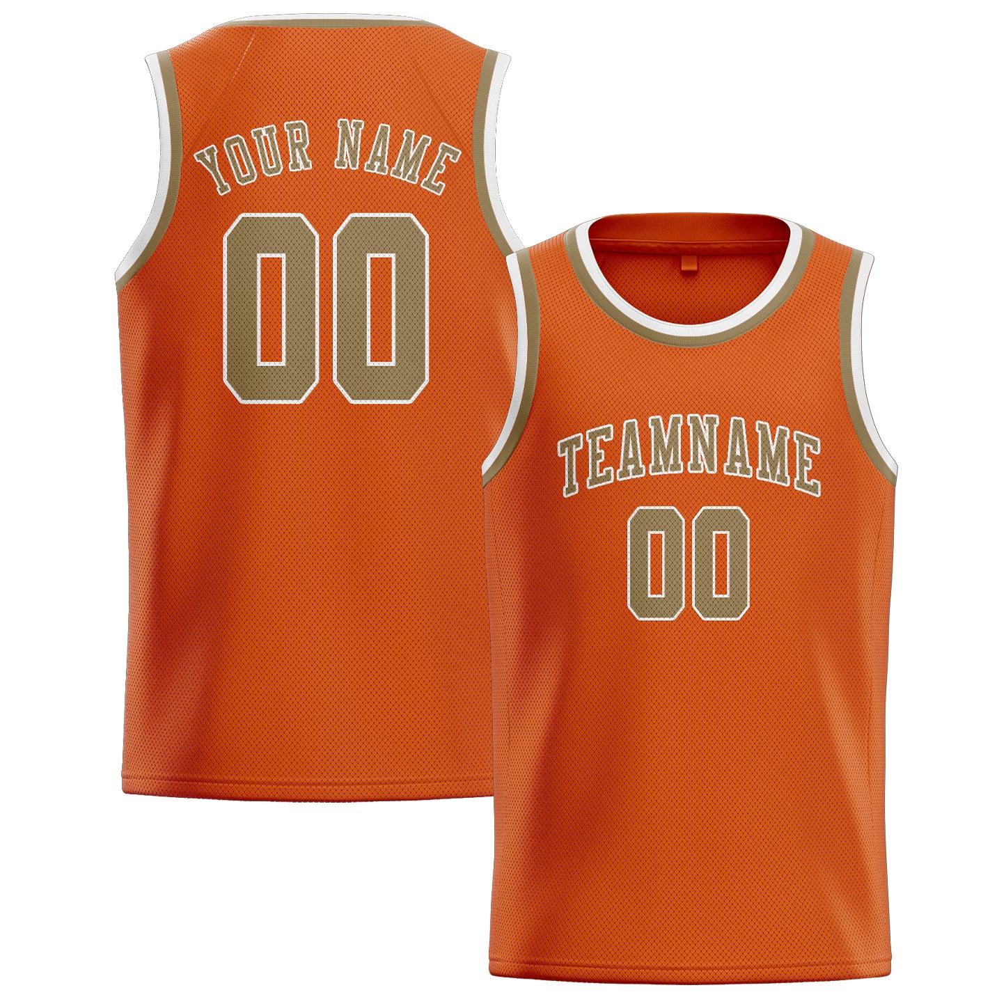Maillot de basketball personnalisé orange clair kaki