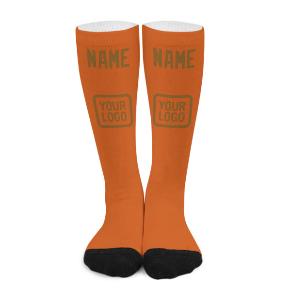 Chaussettes hautes orange kaki personnalisées