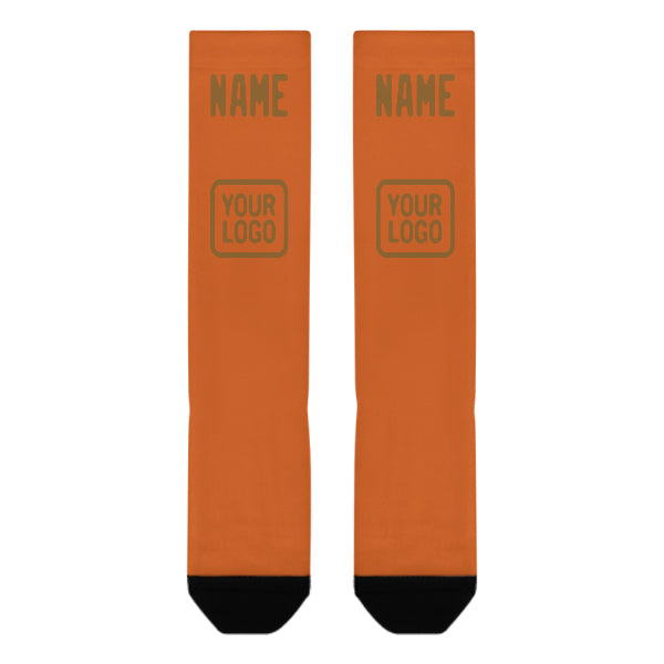 Chaussettes hautes orange kaki personnalisées