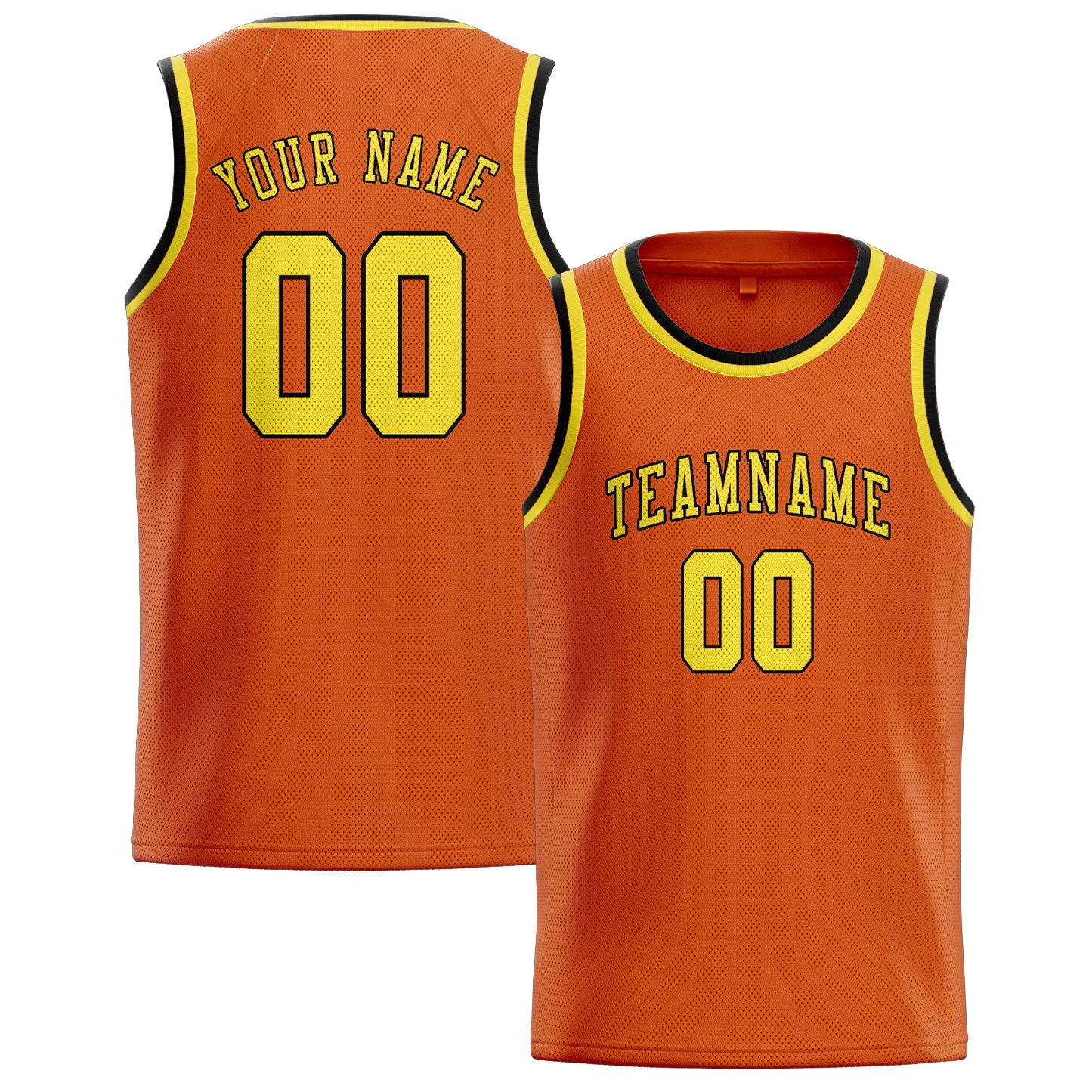 Maillot de basketball personnalisé orange clair et jaune