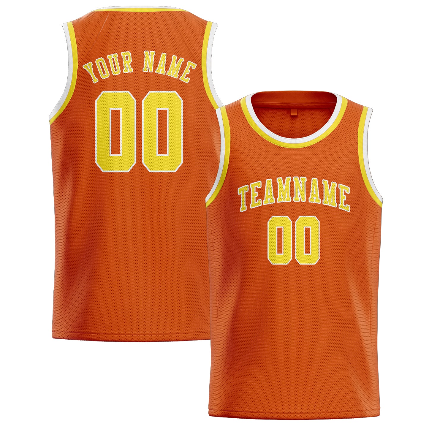 Maillot de basketball personnalisé orange clair et jaune