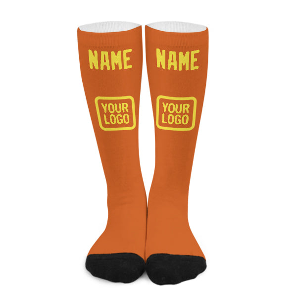 Chaussettes hautes personnalisées orange et jaune clair