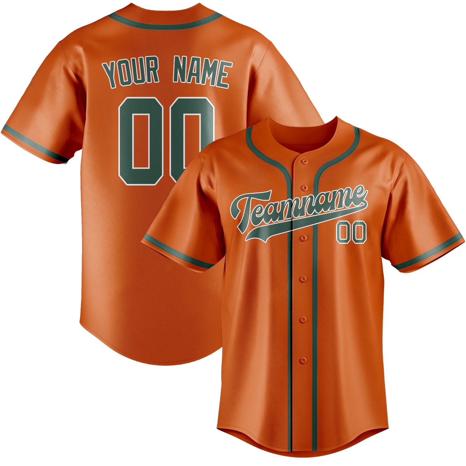 Maillot de baseball personnalisé orange, bleu et vert