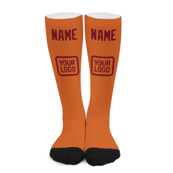Chaussettes hautes personnalisées orange cramoisi rouge
