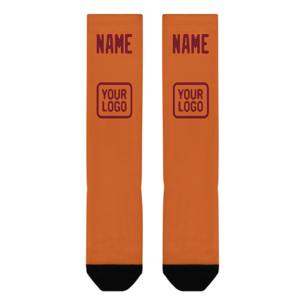 Chaussettes hautes personnalisées orange cramoisi rouge