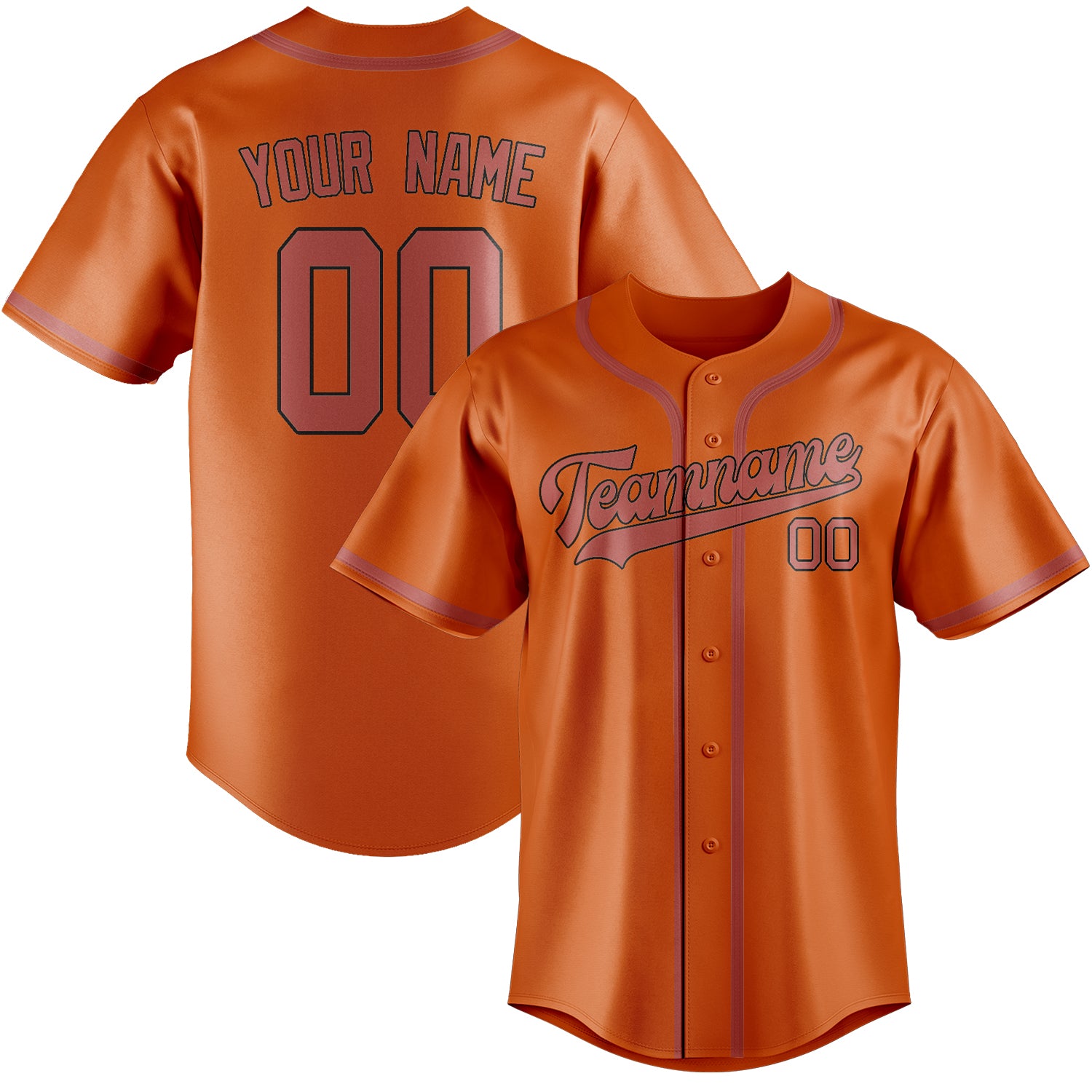 Maillot de baseball personnalisé Orange Copper Rose