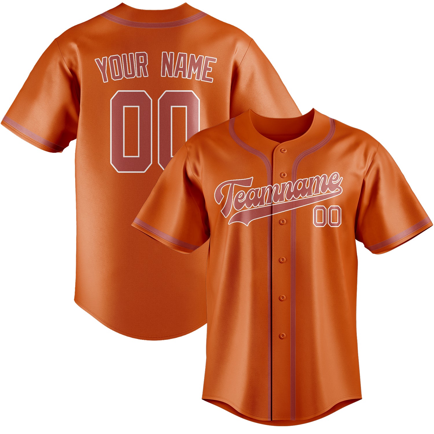 Maillot de baseball personnalisé Orange Copper Rose