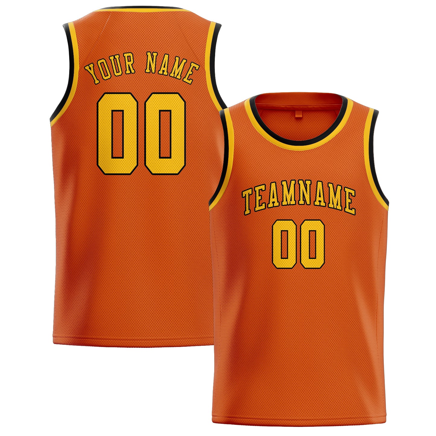 Maillot de basketball orange et or personnalisé