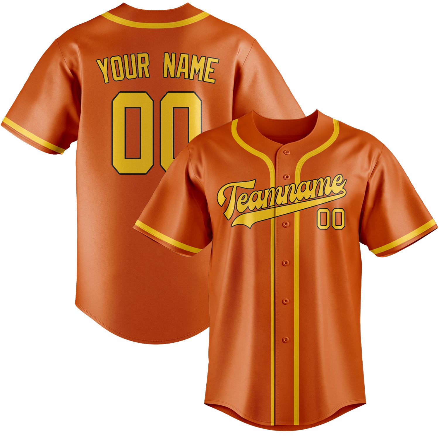 Maillot de baseball orange et or personnalisé