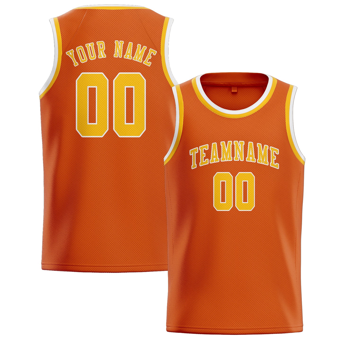 Maillot de basketball orange et or personnalisé