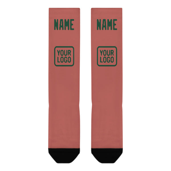 Chaussettes hautes personnalisées en cuivre rose vert