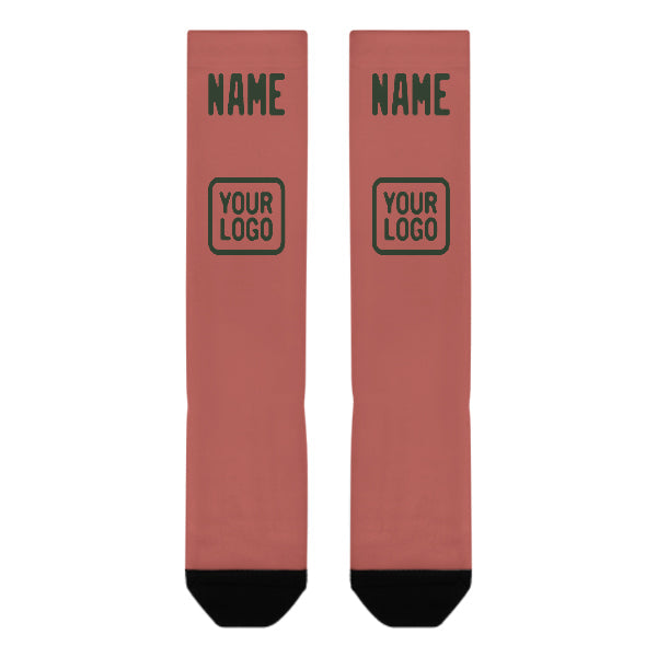 Chaussettes hautes personnalisées Copper Rose vert foncé