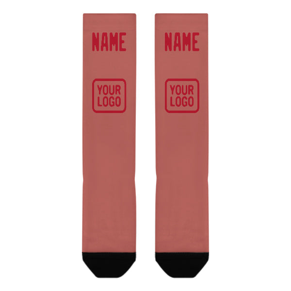 Chaussettes hautes personnalisées en cuivre rose rouge