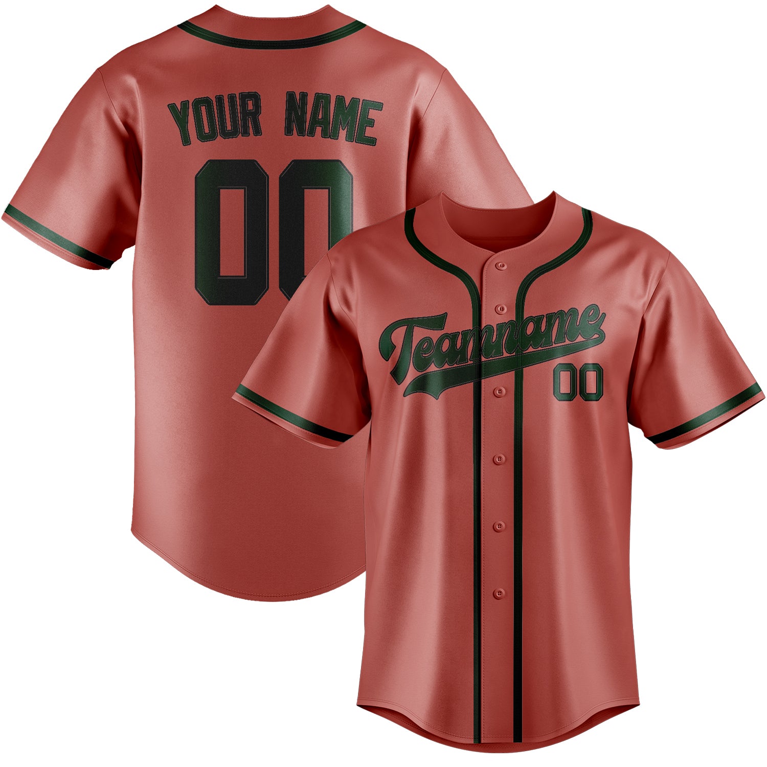 Maillot de baseball personnalisé cuivre rose vert