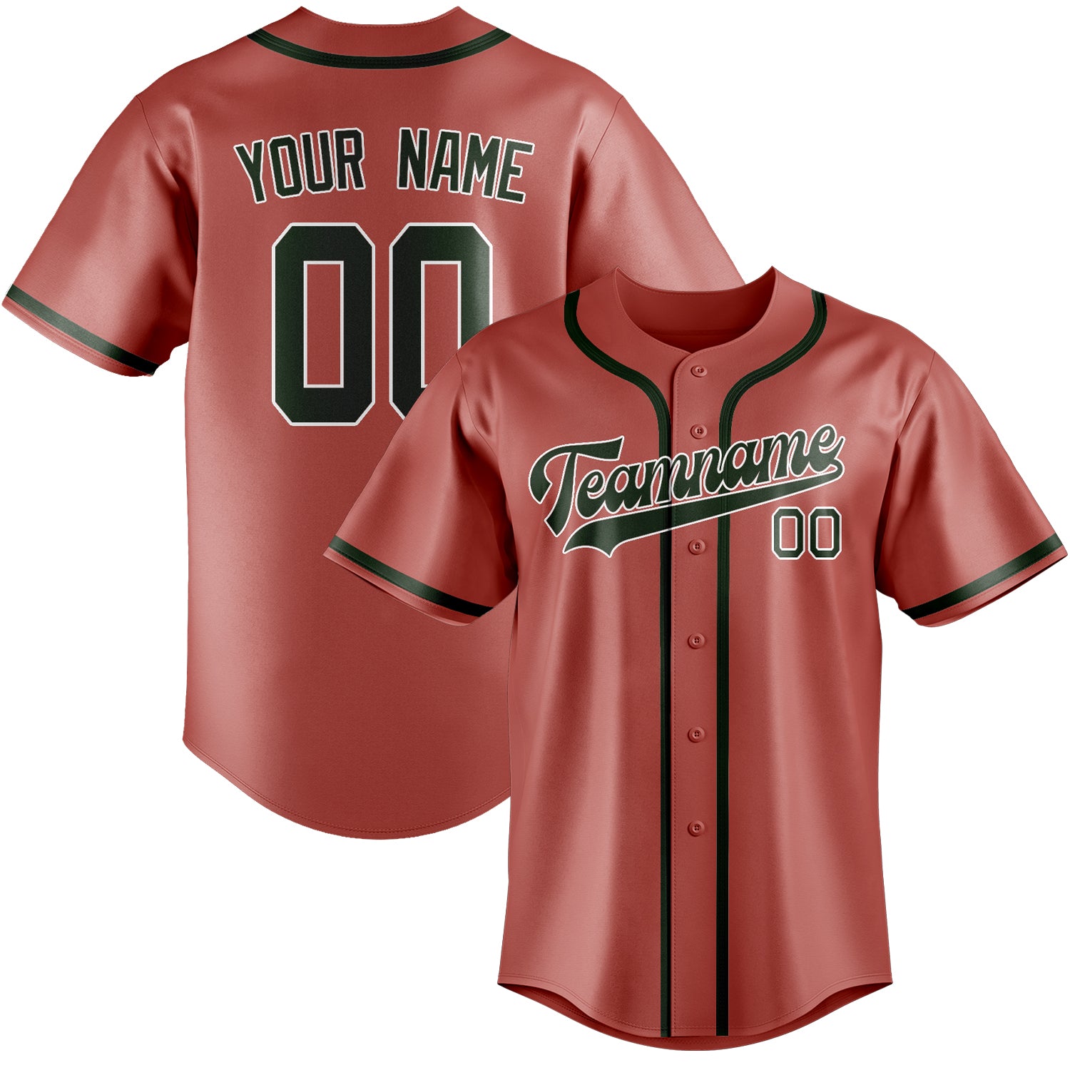 Maillot de baseball personnalisé Copper Rose vert foncé