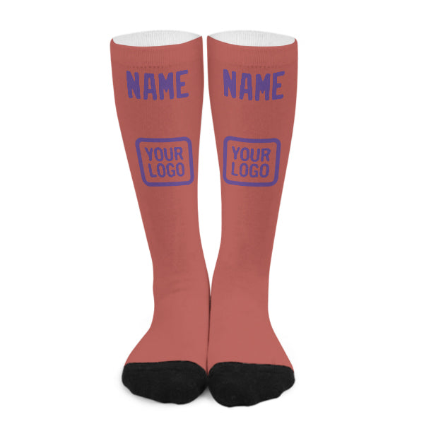 Chaussettes hautes personnalisées couleur cuivre rose et violet clair