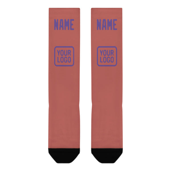 Chaussettes hautes personnalisées couleur cuivre rose et violet clair