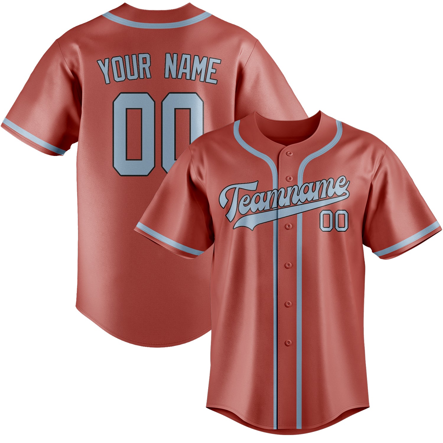 Maillot de baseball bleu clair personnalisé Copper Rose