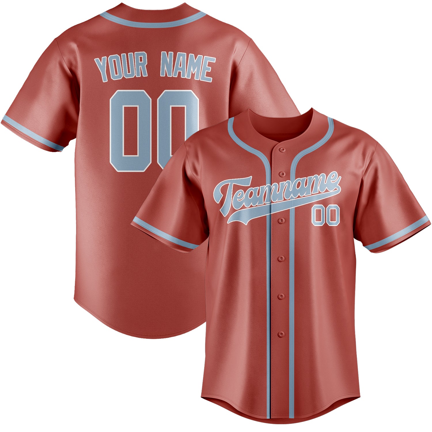 Maillot de baseball bleu clair personnalisé Copper Rose