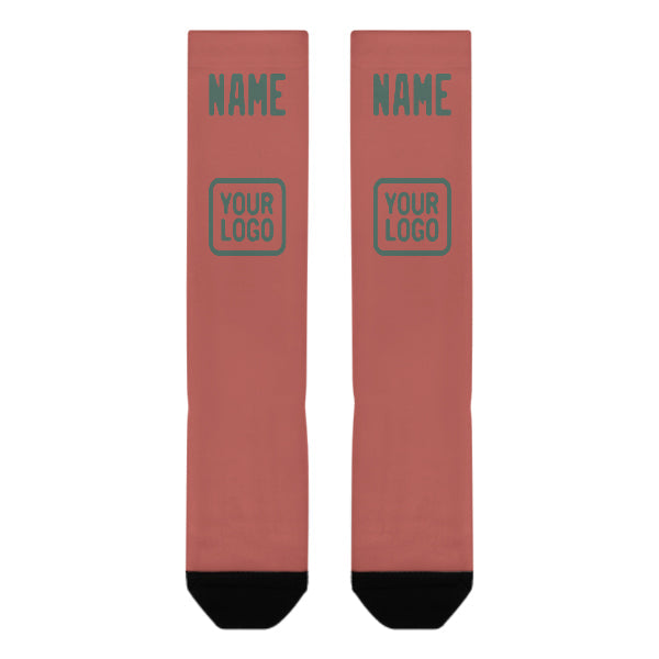 Chaussettes hautes personnalisées cuivre rose bleu vert