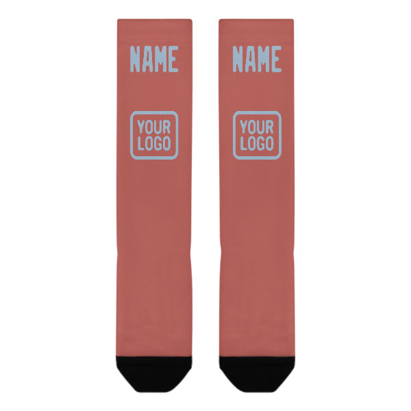 Chaussettes hautes personnalisées en cuivre rose bleu clair