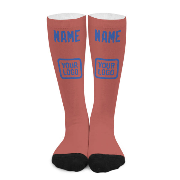 Chaussettes hautes personnalisées Copper Rose bleu ciel