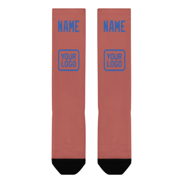 Chaussettes hautes personnalisées Copper Rose bleu ciel