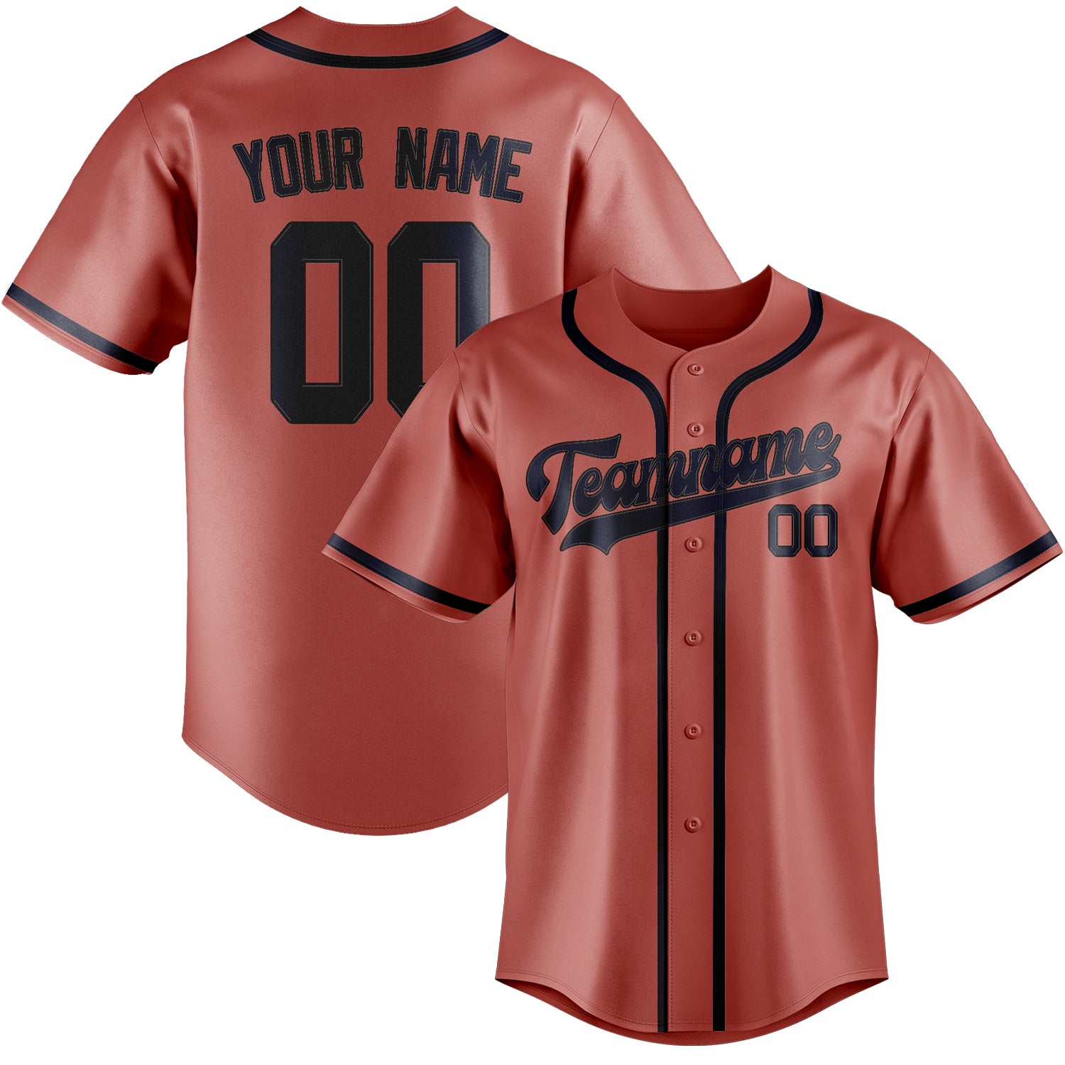 Maillot de baseball bleu marine personnalisé Copper Rose
