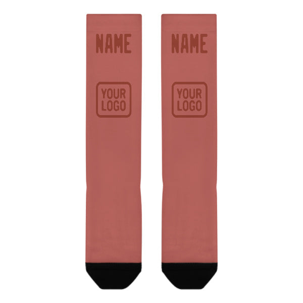 Chaussettes hautes personnalisées en cuivre rose corail rouge