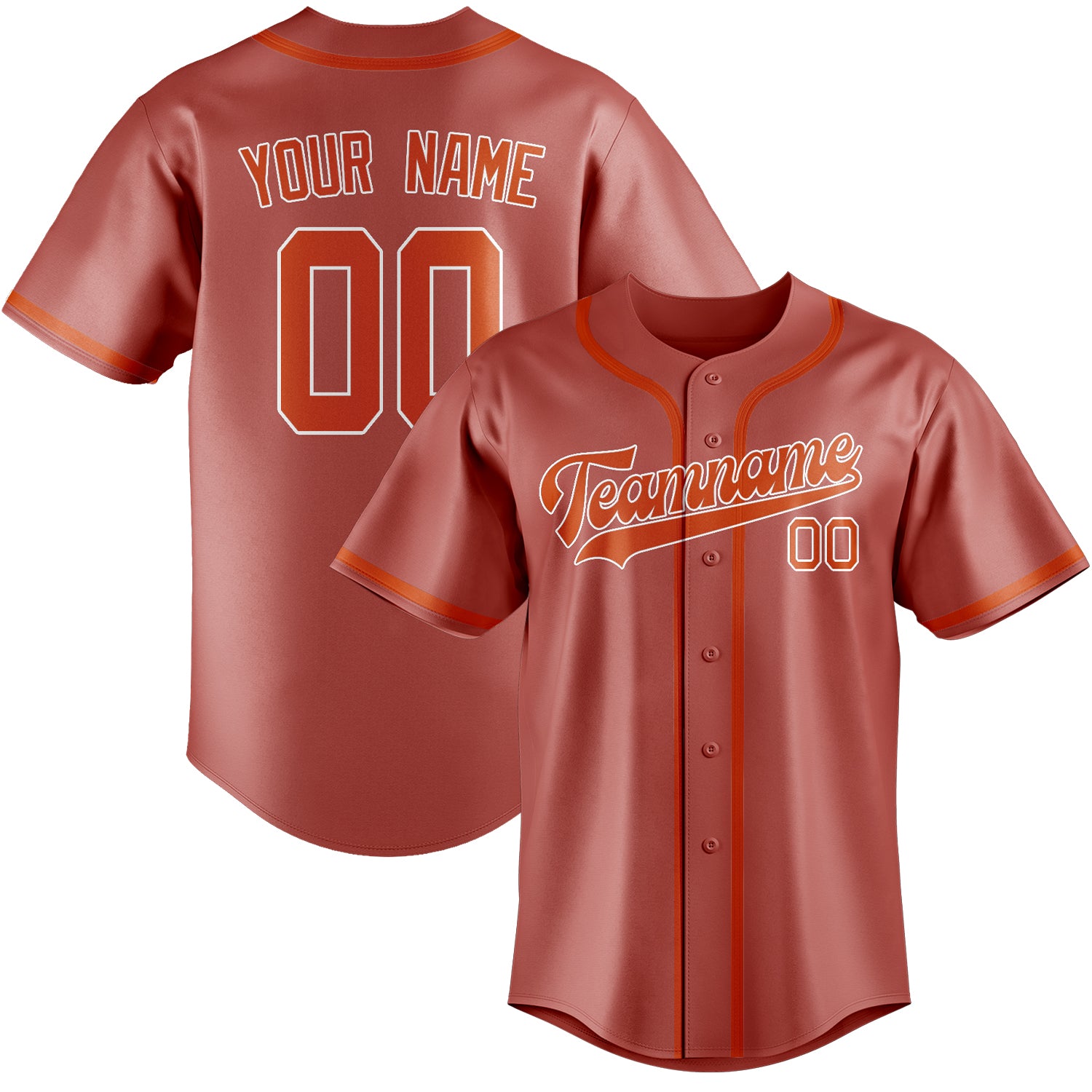 Maillot de baseball personnalisé Copper Rose Orange Rouge