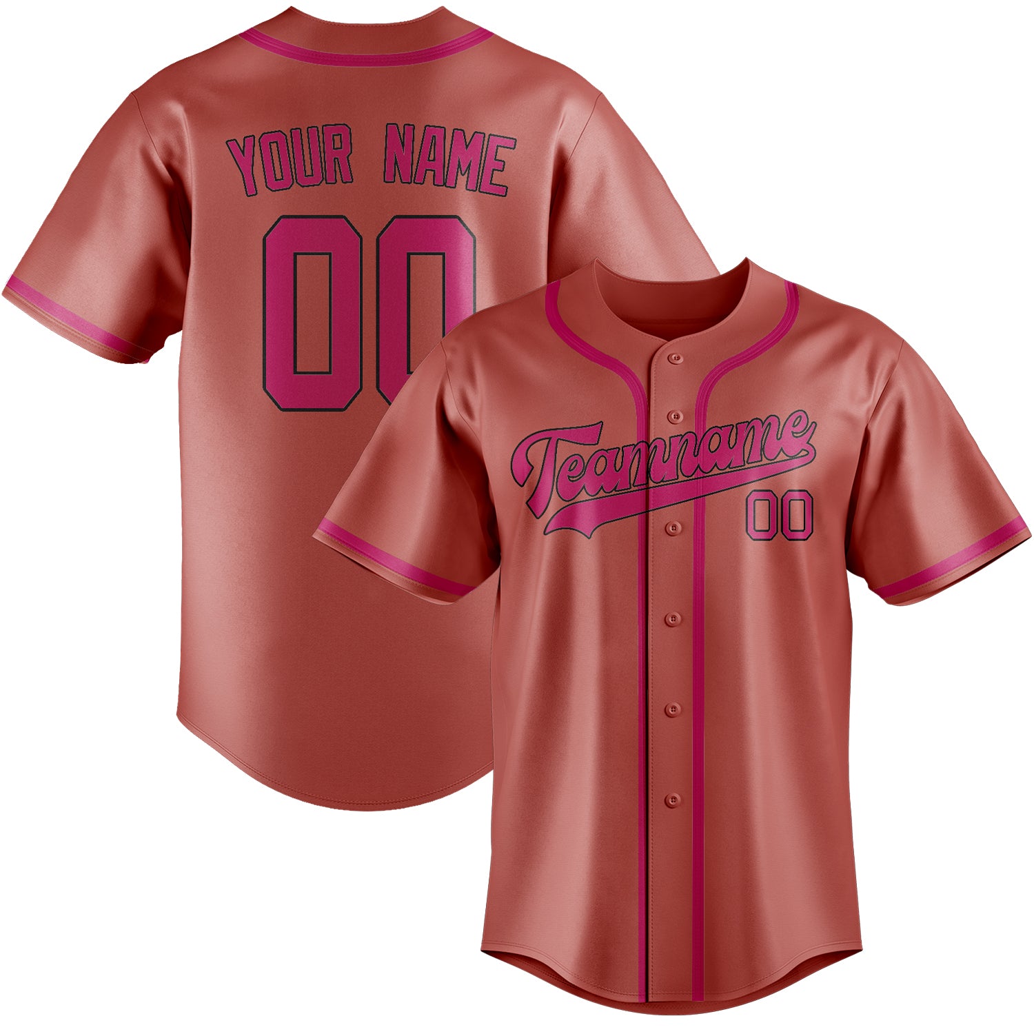 Maillot de baseball personnalisé rose cuivré