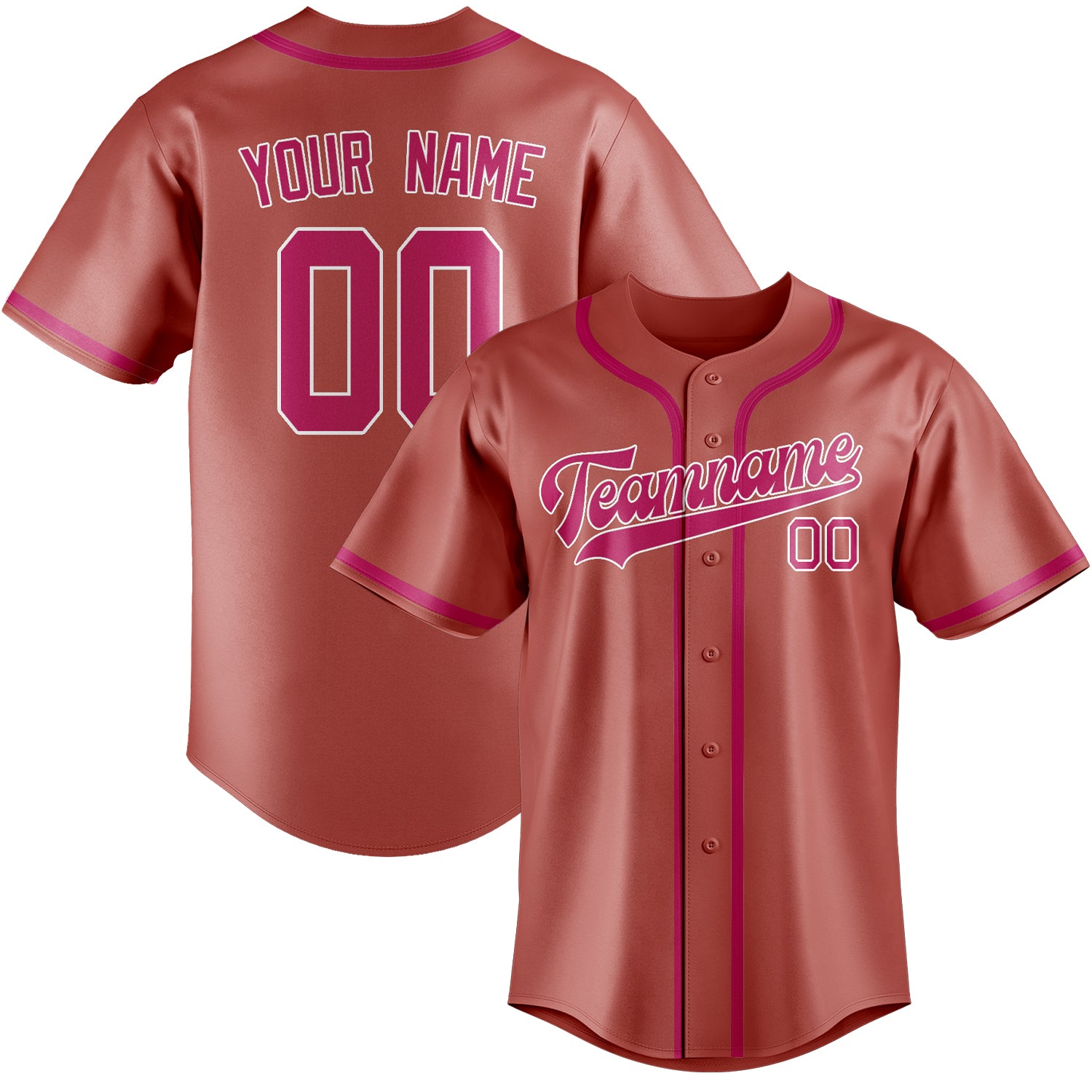 Maillot de baseball personnalisé rose cuivré