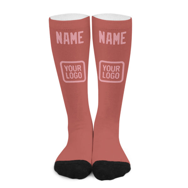 Chaussettes hautes personnalisées rose cuivré clair