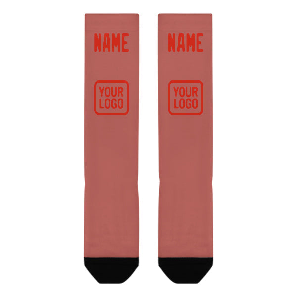 Chaussettes hautes personnalisées en cuivre rose orange rouge