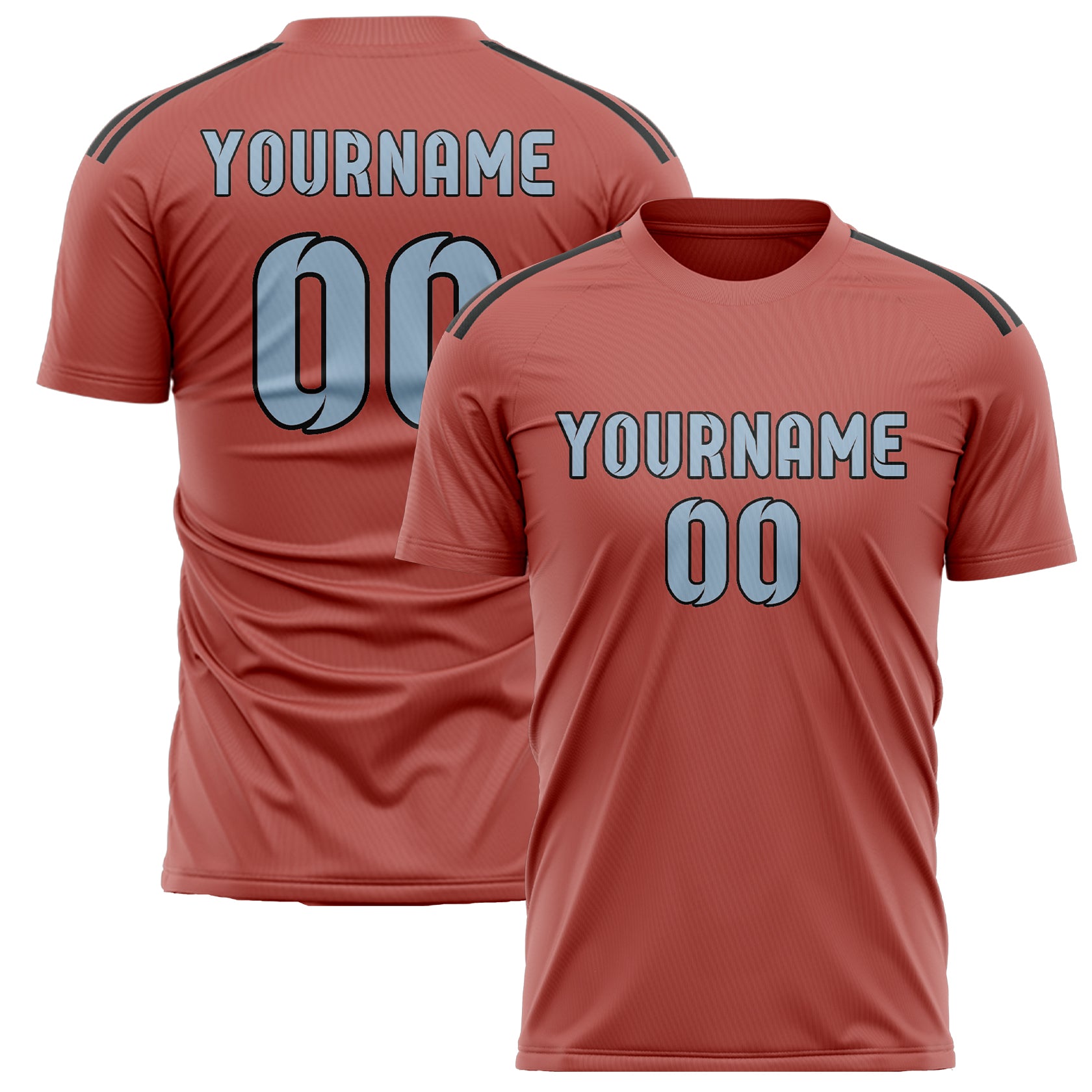 Maillot de football bleu clair personnalisé Copper Rose
