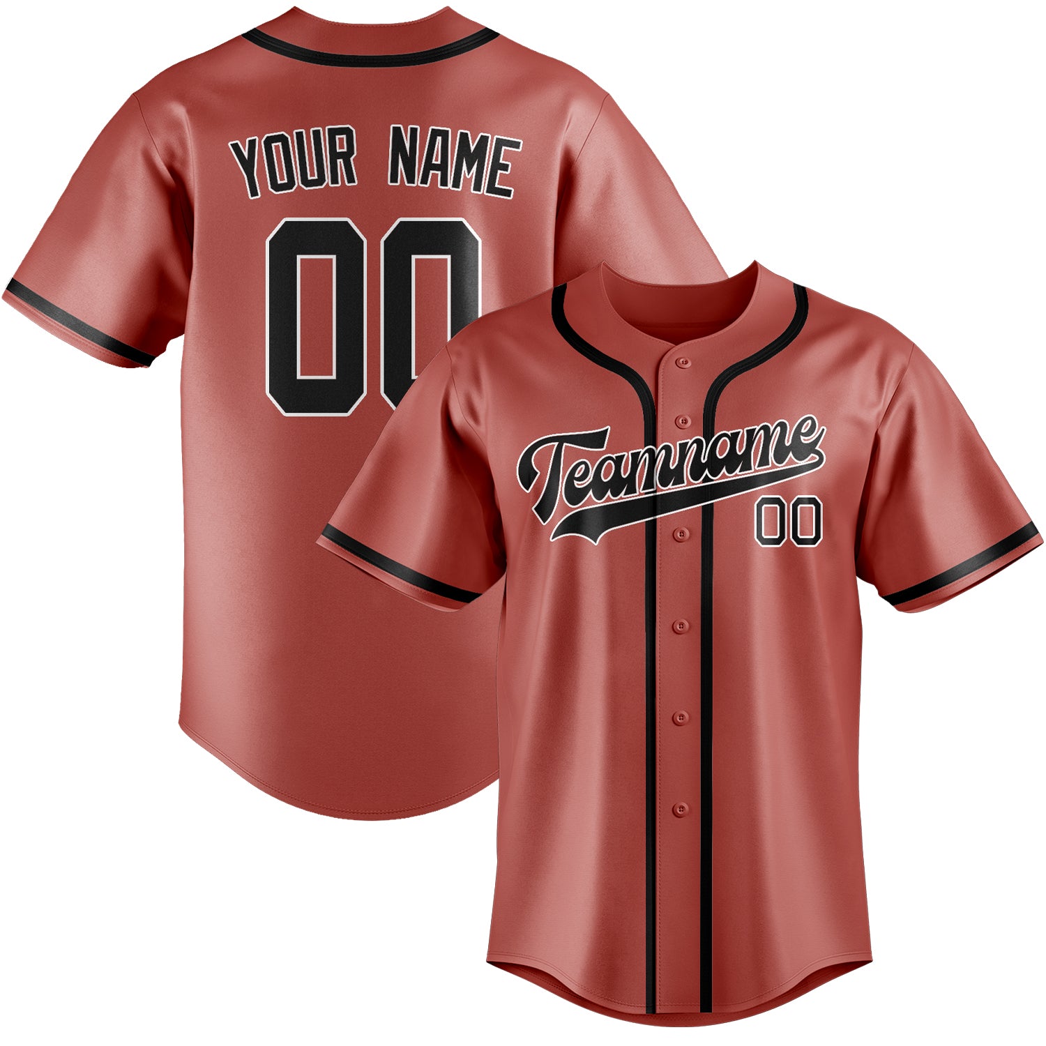 Maillot de baseball noir personnalisé Copper Rose