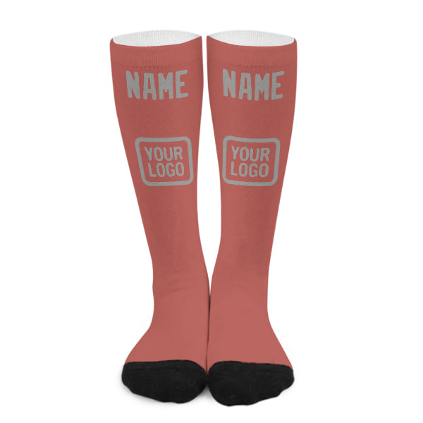 Chaussettes hautes personnalisées en cuivre rose gris