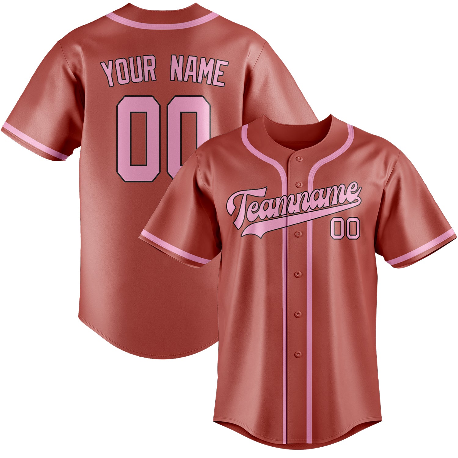 Maillot de baseball rose clair personnalisé Copper Rose