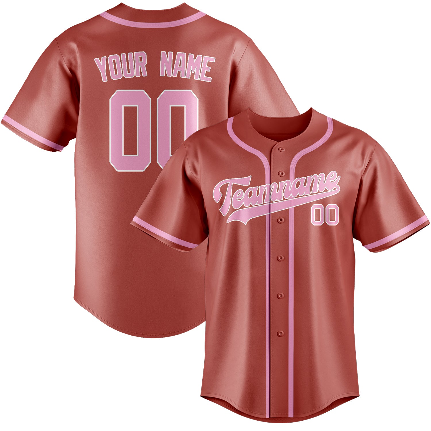 Maillot de baseball rose clair personnalisé Copper Rose