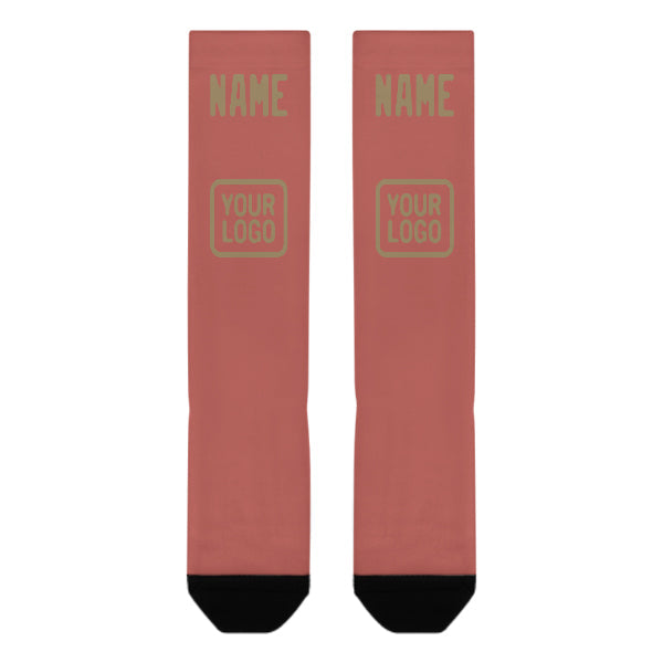 Chaussettes hautes personnalisées en cuivre rose kaki clair