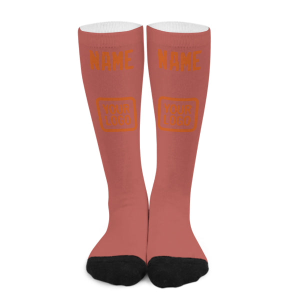 Chaussettes hautes personnalisées en cuivre rose orange